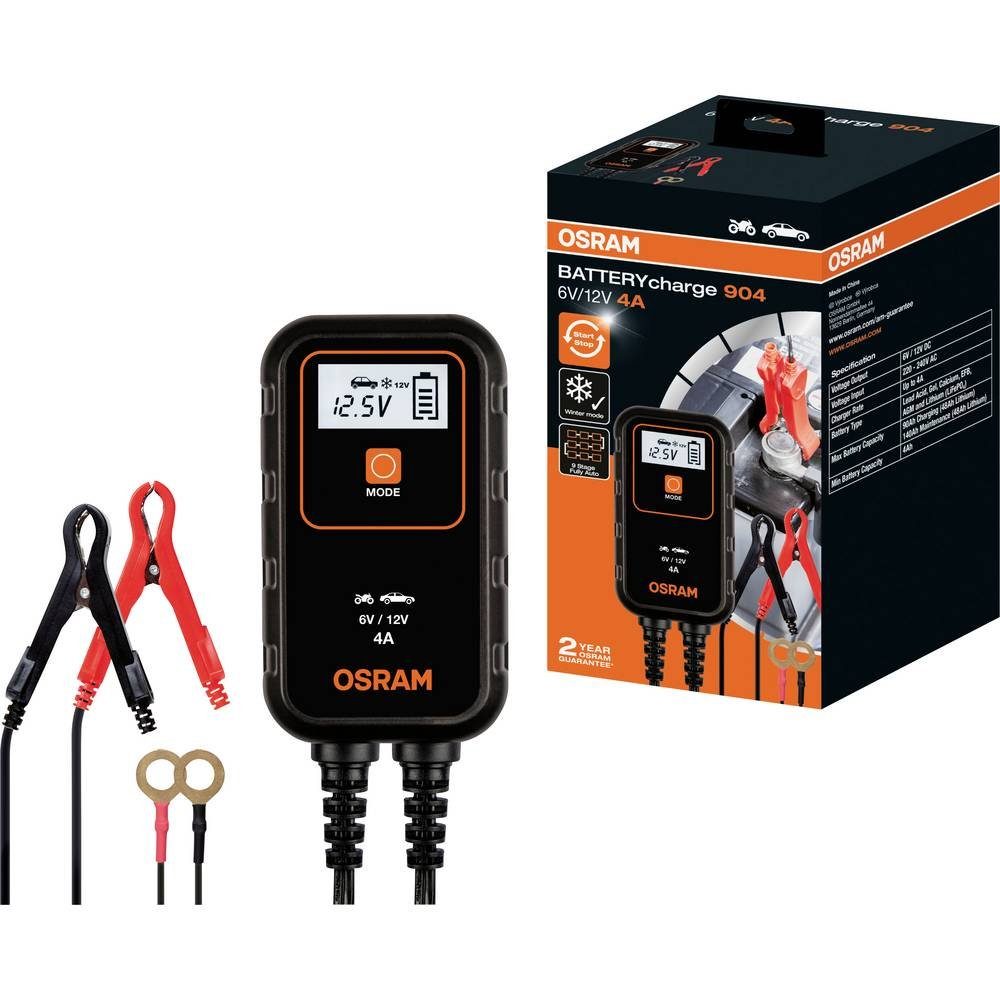 Osram Intelligentes Ladegerät BATTERYcharge 904 Autobatterie-Ladegerät (Akkutest, Auffrischen, Regenerieren, Batterieprüfung)