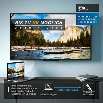 CSL Audio- & Video-Kabel, Mini DisplayPort, DisplayPort (500 cm), Full HD MiniDP Monitor Kabel / Verbindungskabel - 5m