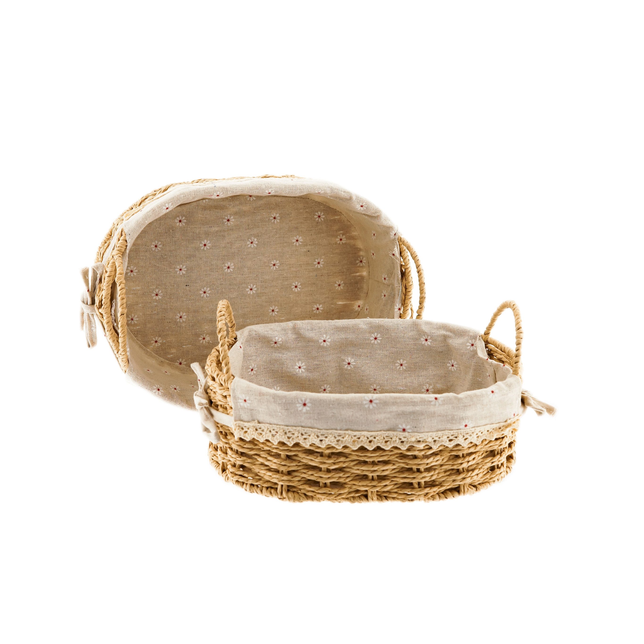 COFI 1453 Brotkorb 2-teiliges Brotkorb-Set mit Blumenmuster, Leinen, (2-tlg., 2er Set)