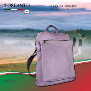 Toscanto Cityrucksack Toscanto Damen Cityrucksack Leder Tasche (Cityrucksack), Damen Cityrucksack Leder, flieder, lila, Größe ca. 30cm