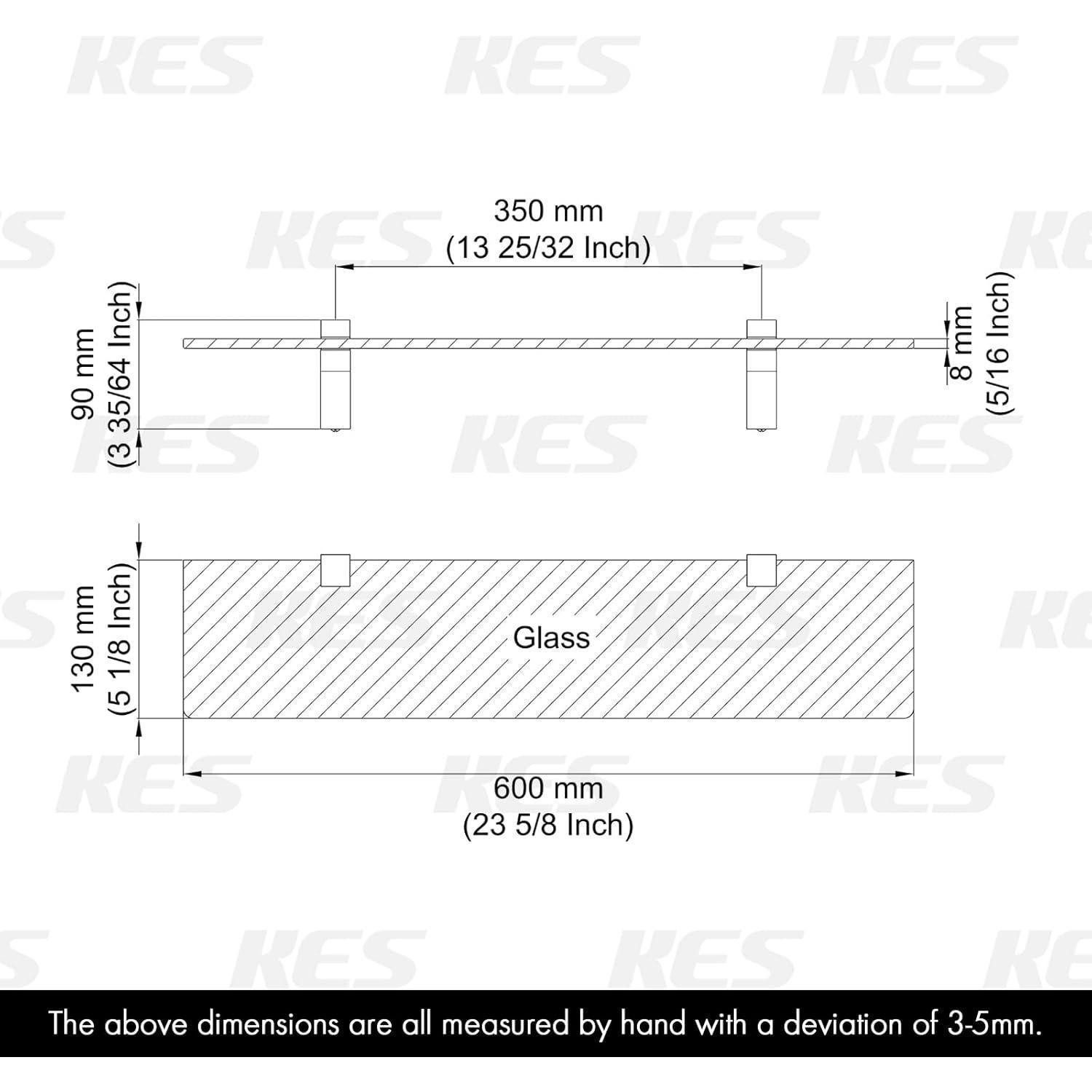 LuxusKollektion Duschregal Duschablage Glasregal 8mm Hartglas Regalhalter 2 Stück 60 CM Poliert