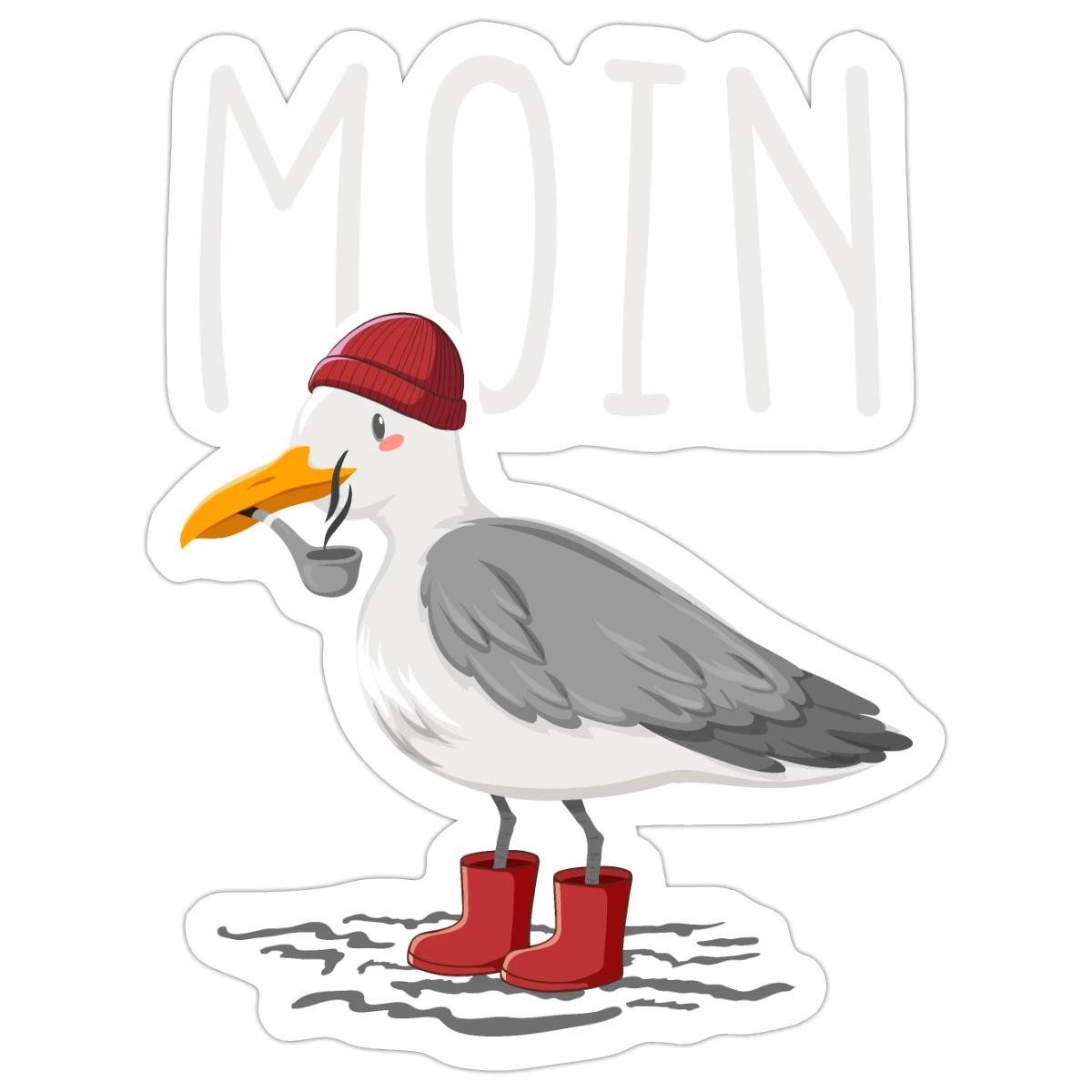 Spreadshirt Aufkleber Moin Möwe Seemann Seemöwe Urlaub Geschenk Sticker Aufkleber