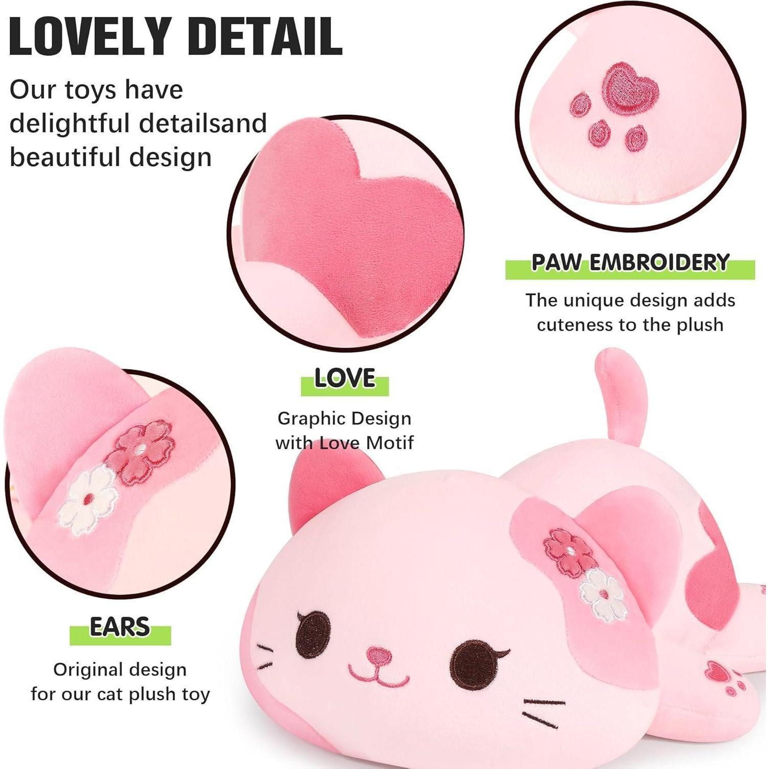 LuxusKollektion Kuscheltier Plüschtier Katze Plüsch Kissen Spielzeug Geschenk Kinder Rosa 23cm