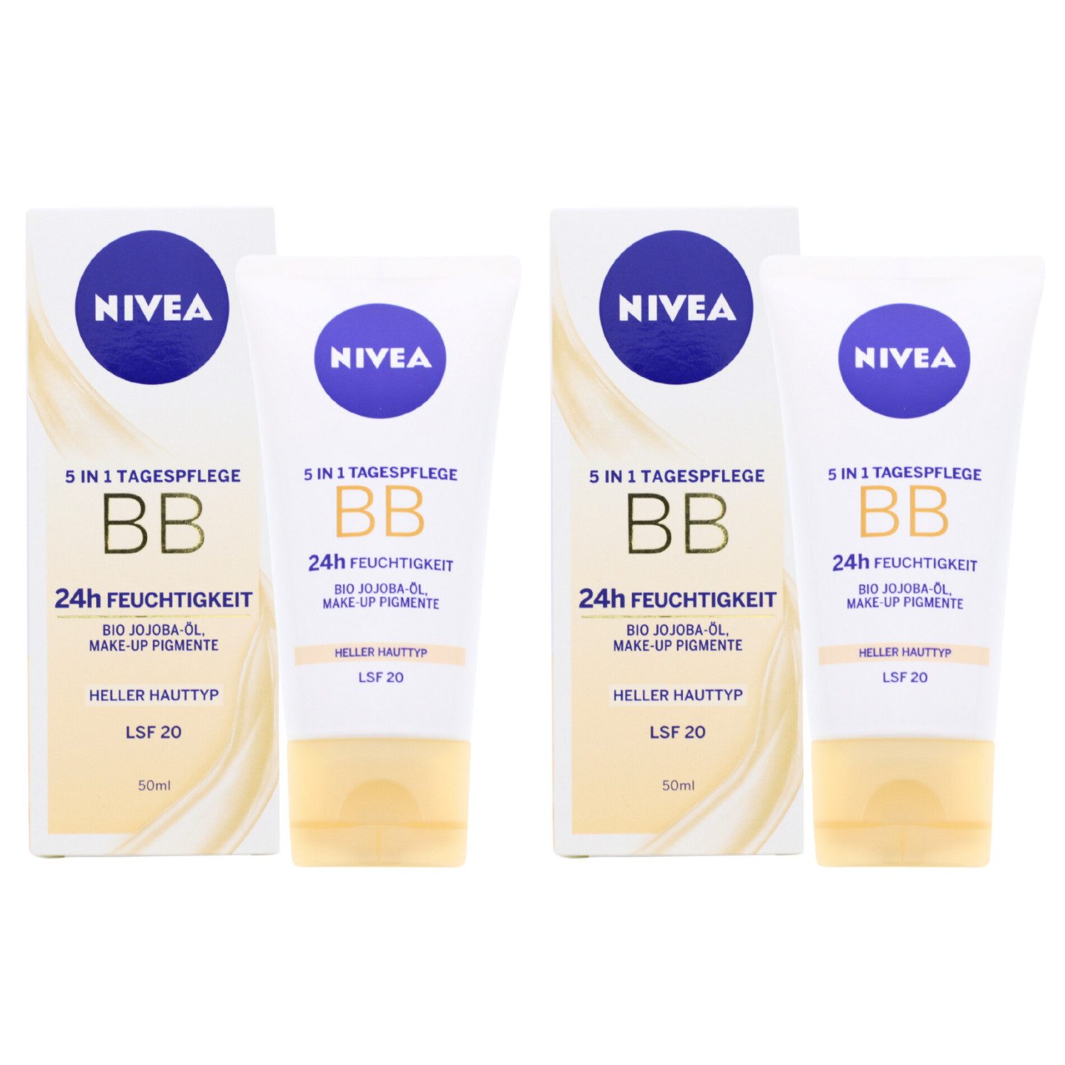 Tagescreme 2 x Nivea 5in1 Tagespflege BB 24h Feuchtigkeit Heller Hauttyp LSF20 je