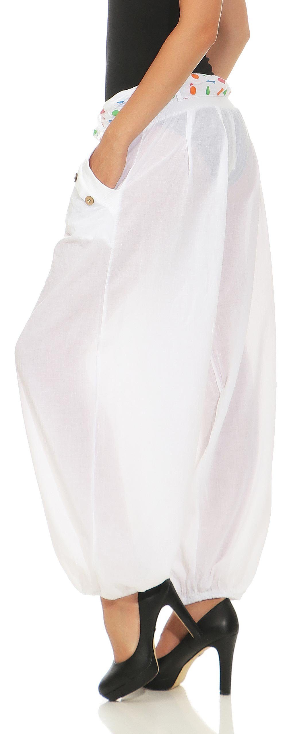 malito more than fashion Haremshose malito Damen Pumphose in Unifarben, leichte Stoffhose, super Freizei mit farblich passendem Stoffgürtel Einheitsgröße