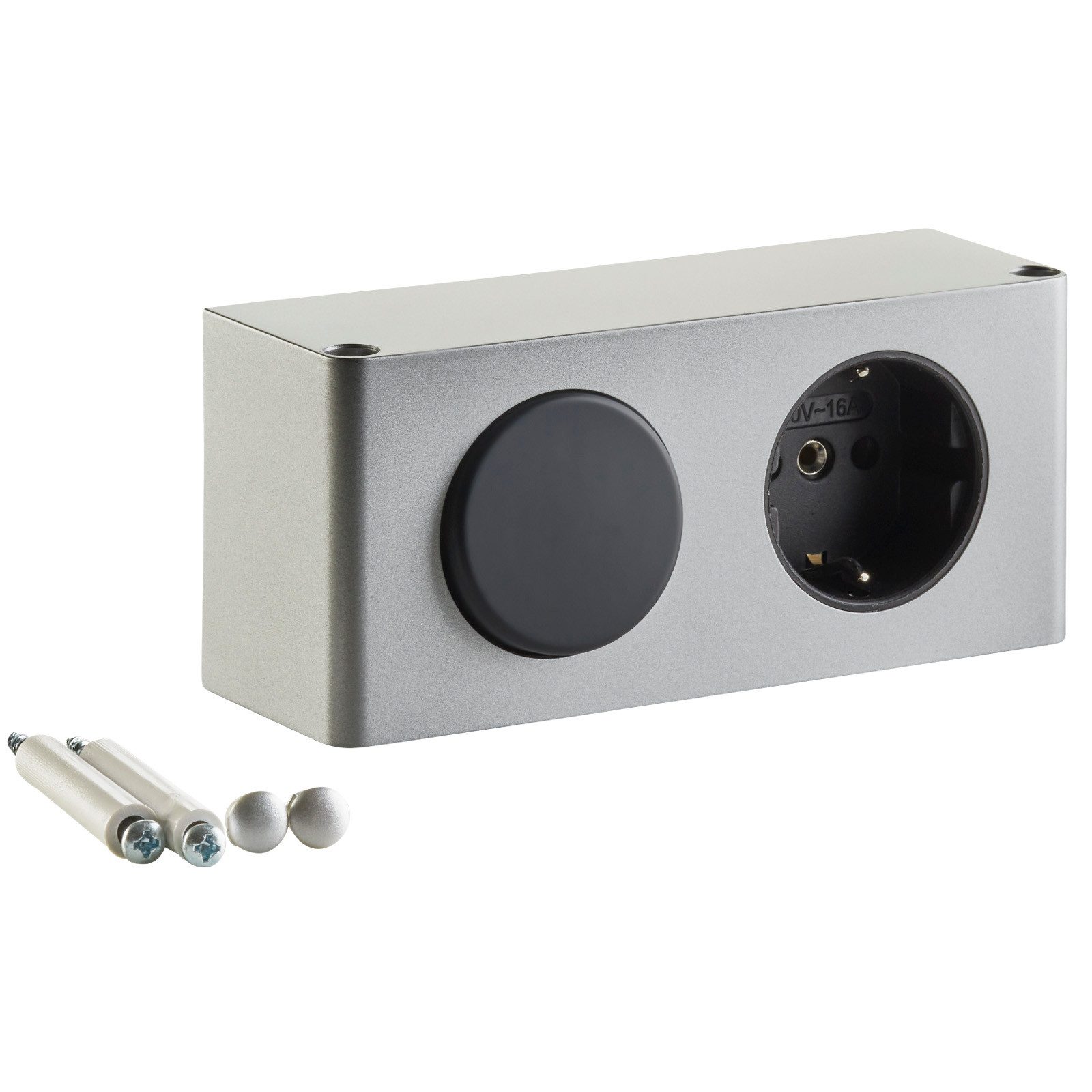 SO-TECH® Steckdose Powerbox für Spiegelschränke silbergrau inkl. Lichtschalter, 1-St., Stromversorgung für 230 V