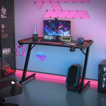 HOMALL Gamingtisch LED Gaming Tisch mit RGB Lichtern 120/140/160cm Computertisch