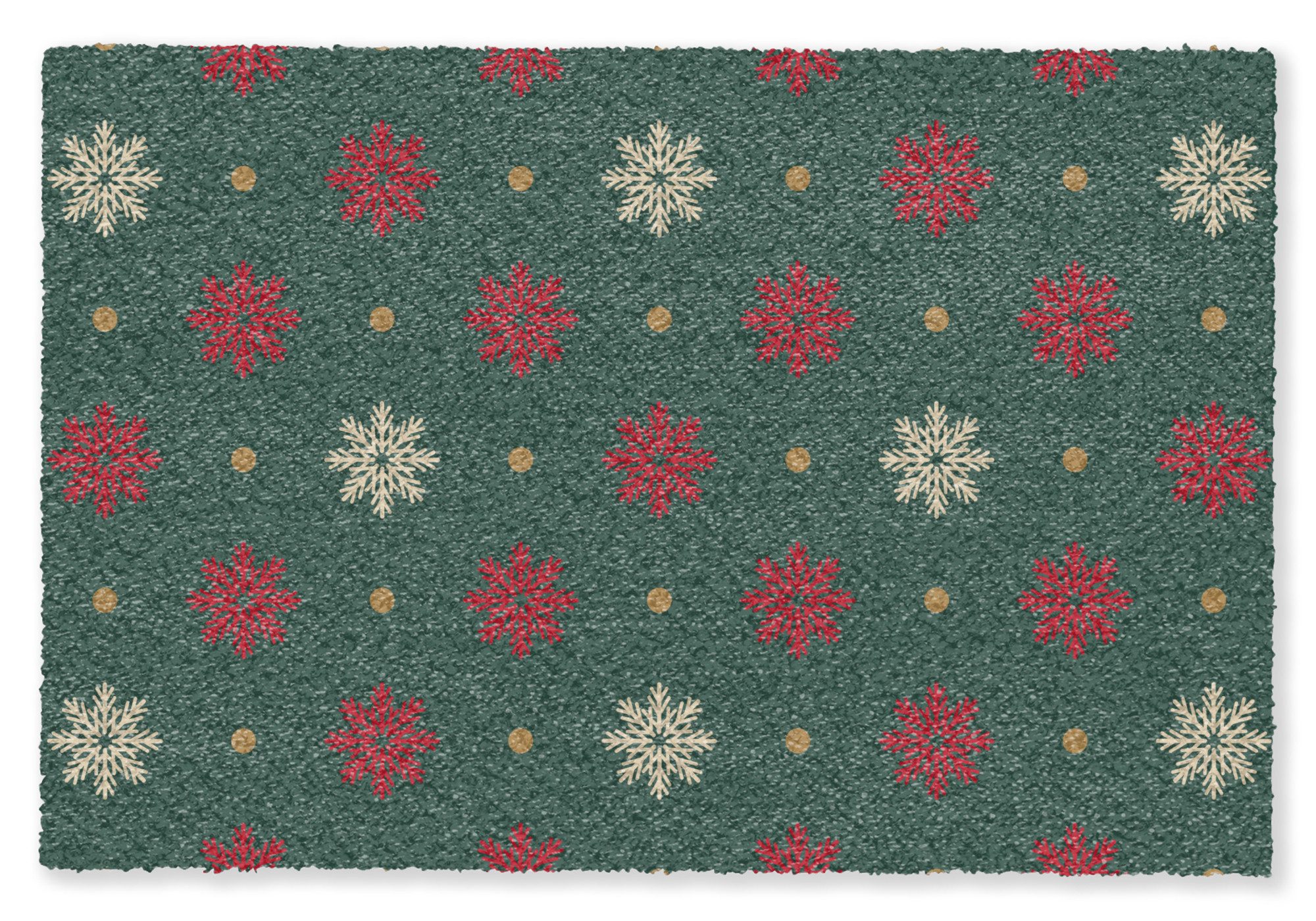 MuchoWow Fußmatte Illustration - Schneeflocken - Grün, Rechteckig, innen Schmutzmatte, Tür, Teppichmatte, Sauberlaufmatte 90x60 cm