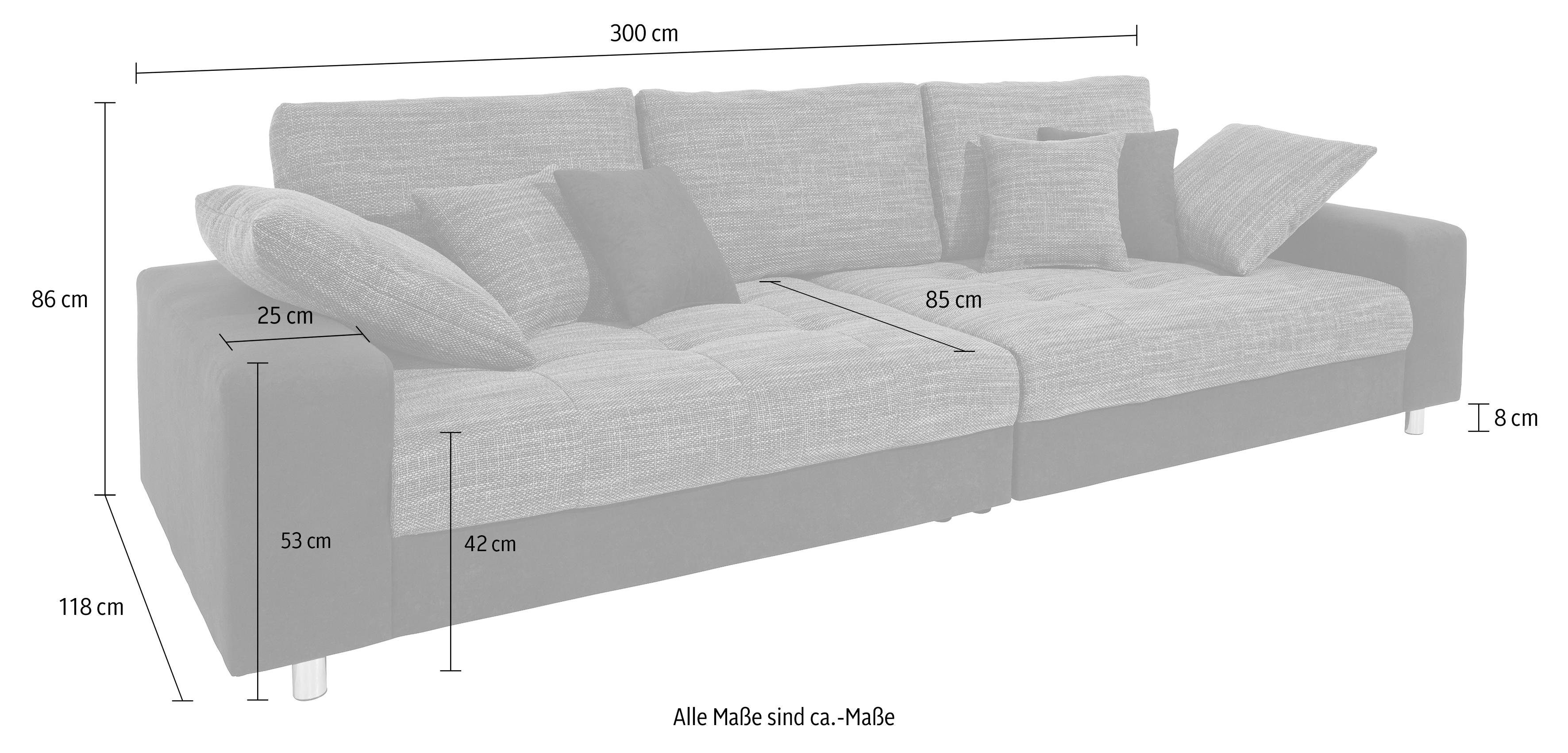 Nova Via Big-Sofa »Tobi«, wahlweise mit Kaltschaum (140kg Belastung/Sitz) und RGB-LED-Beleuchtung-Otto