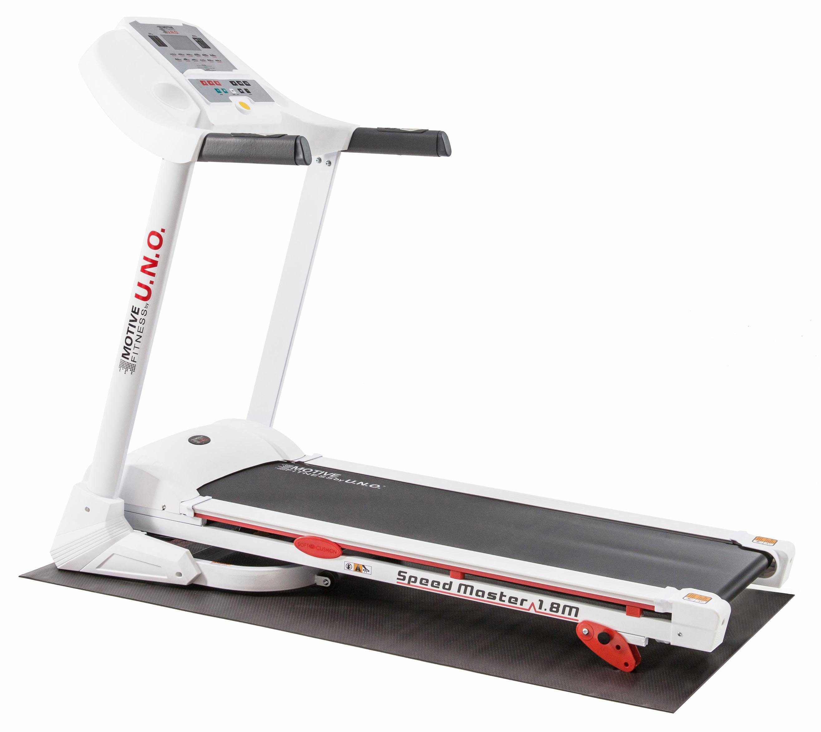 MOTIVE FITNESS by U.N.O. Laufband Speed Master 1.8 M (mit/ohne Unterlegmatte) (Multifunktions-LCD-Display), bis max. 18 km/h, klappbar, 120 kg max. Benutzergewicht