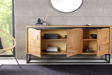 riess-ambiente Sideboard MAMMUT ARTWORK 150cm natur / schwarz (Einzelartikel, 1 St), Wohnzimmer · Eichen-Design · Metall · Baumkanten-Türen · Schlafzimmer