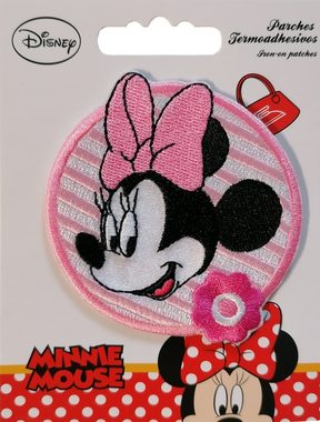 Disney Aufnäher Bügelbild, Aufbügler, Applikationen, Patches, Flicken, zum aufbügeln, Polyester, Minnie Mouse BLUME 2 - Größe: 7 x 7 cm