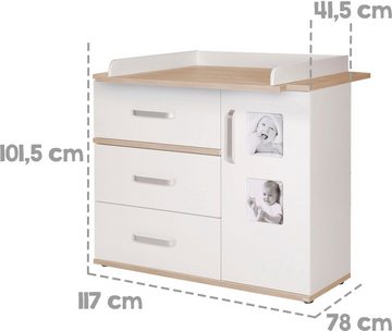 roba® Babyzimmer-Komplettset Pia, (Set, 3-St., Kinderbett, Schrank, Wickelkommode), breit; mit Kinderbett, Schrank und Wickelkommode