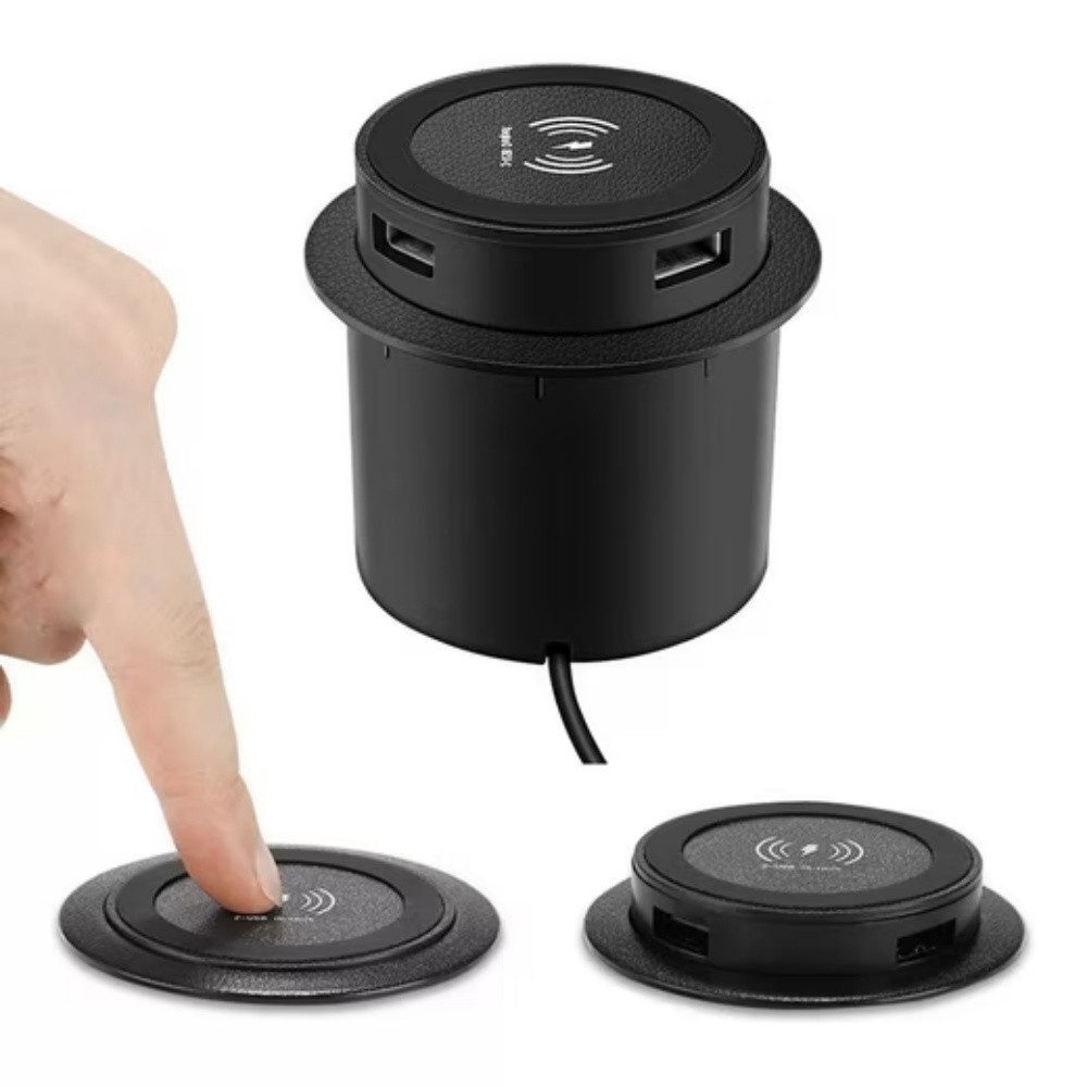 POPOLIC 18W Ladegerät Wireless Charger Versenkbare Wireless Charger Induktions-Ladegerät (1-tlg., Wireless Charger SCHNELL Ladegerät Tischsteckdose Einbausteckdose, Schreibtisch-Einbausteckdose versenkbar)
