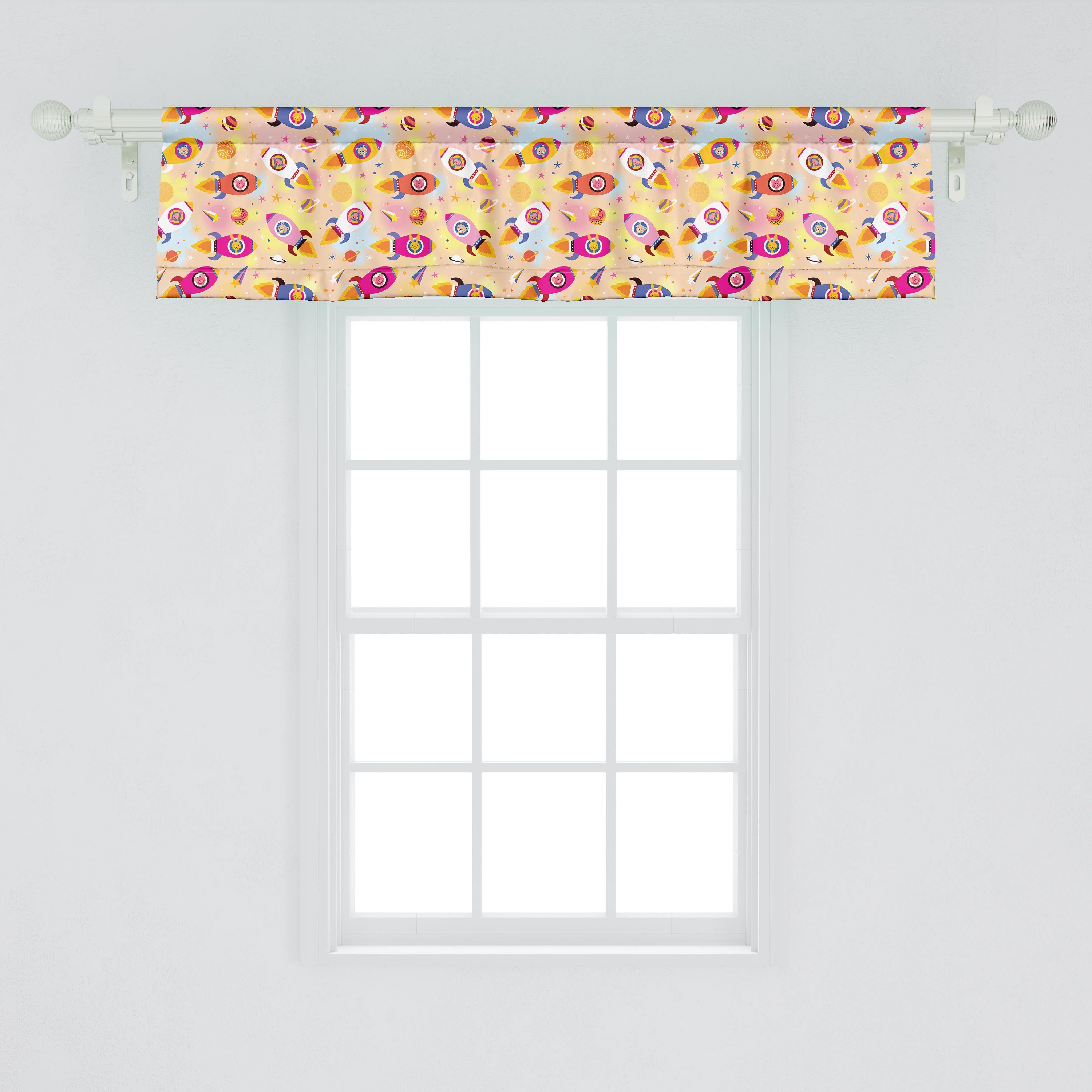 Scheibengardine Vorhang Volant für Küche mit in Stangentasche, Platz Dekor Microfaser, Rockets Schlafzimmer Tiere Abakuhaus