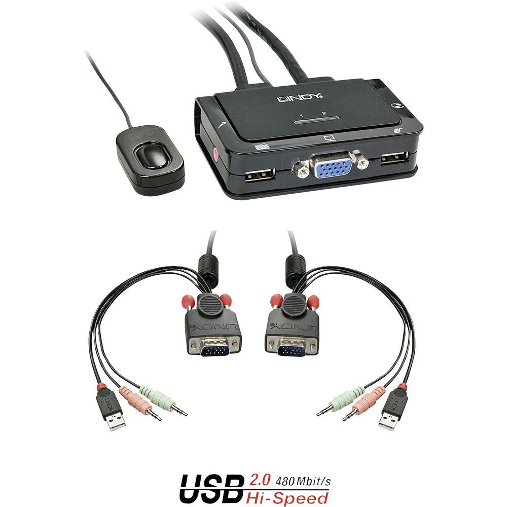LINDY LINDY VGA KVM Switch 2 Port USB Audio 2 Port KVM-Umschalter Adapter