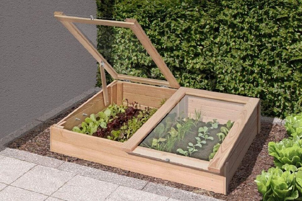 Gartenpirat Frühbeet Frühbeet-Kasten aus Lärchenholz 119x80x30 cm Mini-Gewächshaus