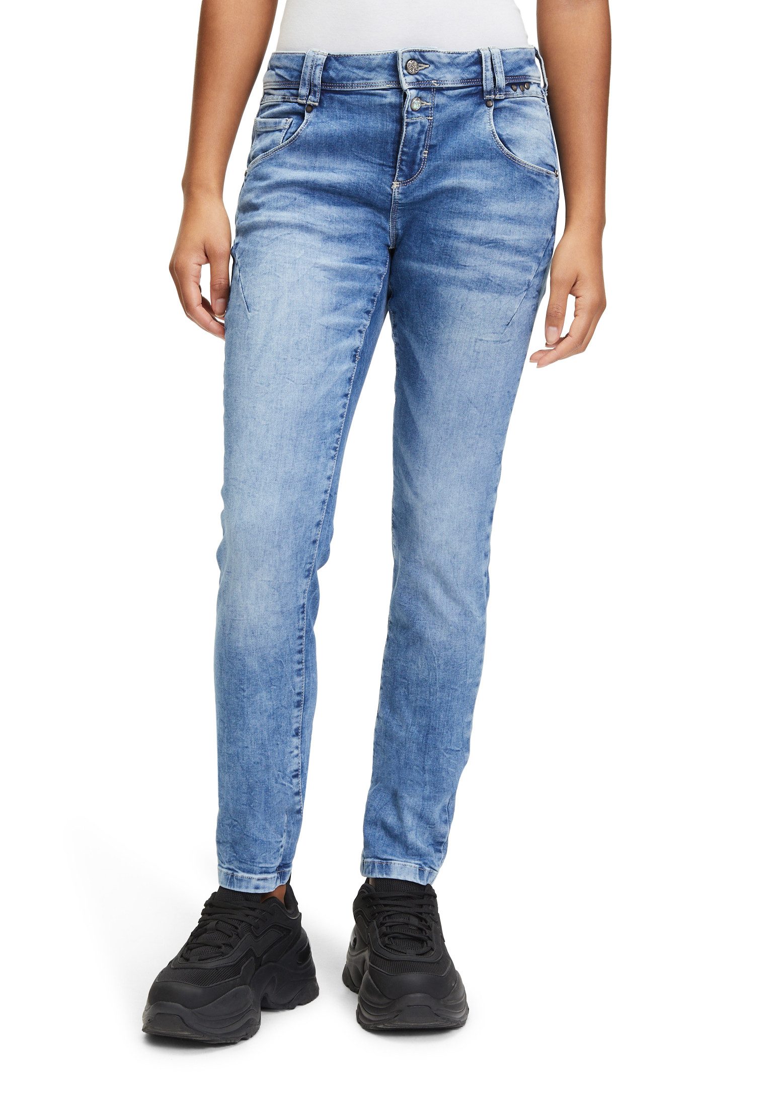 Boyfriend-Jeans Cartoon Damen Boyfriend-Hose mit Reißverschluss