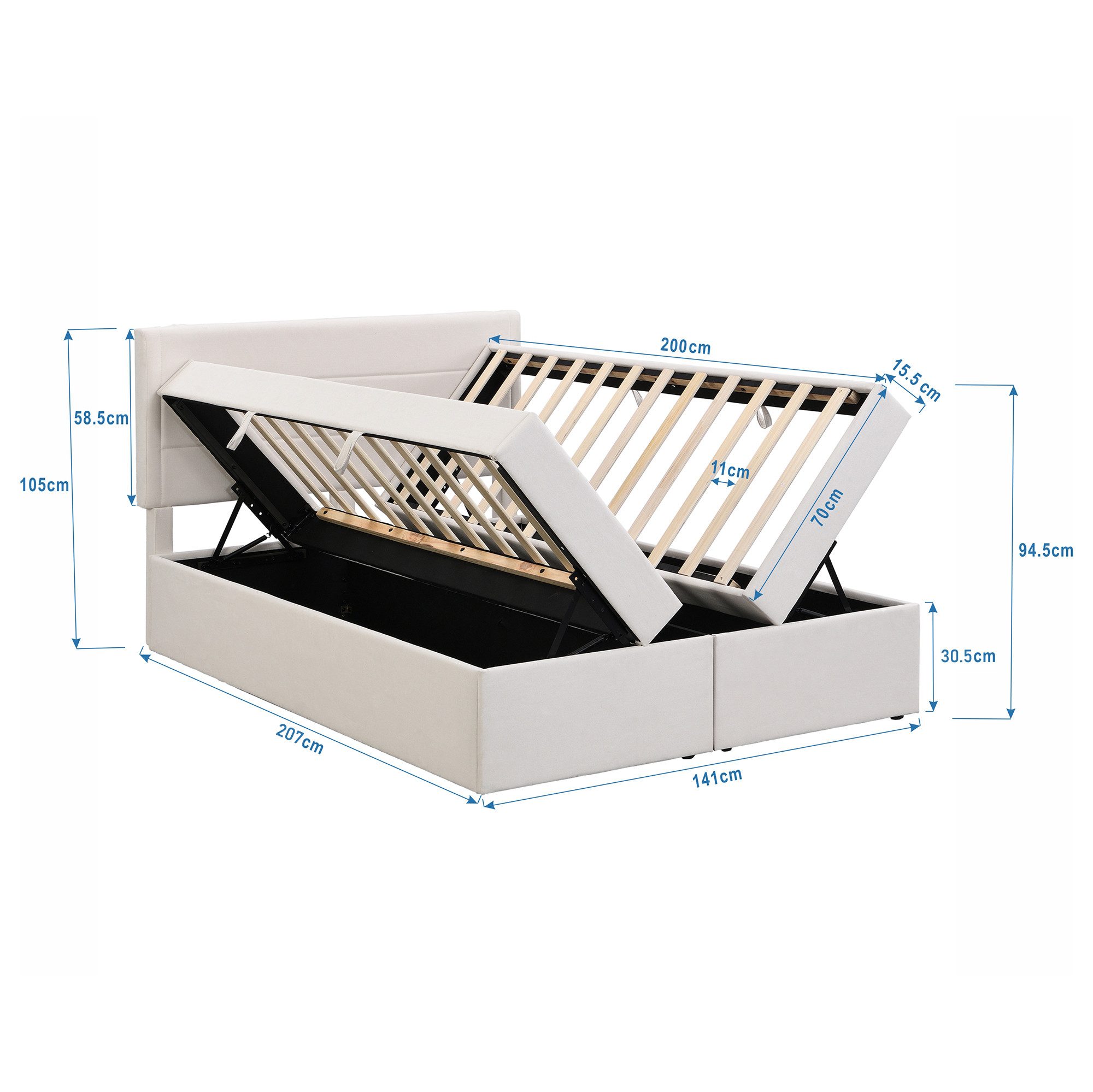 TavilaEcon Boxspringbett Polsterbett Funktionsbett, Lattenrost aus Metallra günstig online kaufen