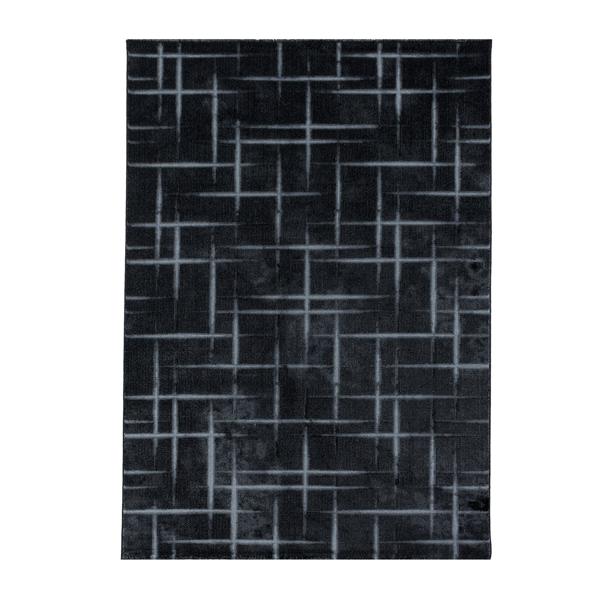 Designteppich Kurzflorteppich gestreift Miovani Wohnzimmer Schwarz Teppich, Schlafzimmer