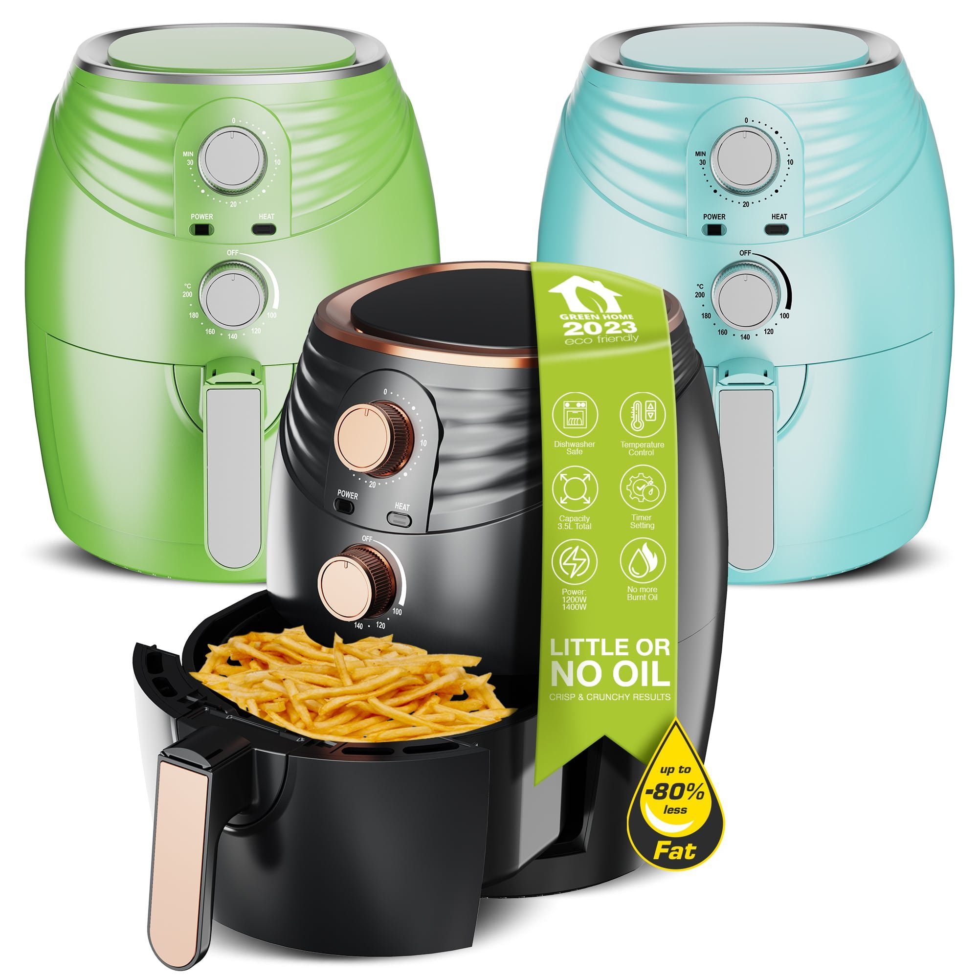 TurboTronic by Z-Line Heißluftfritteuse Retro Heißluftfritteuse 3,5 L, 1200 W, Camping Retro Airfryer AF11M – Bild 2 von 5