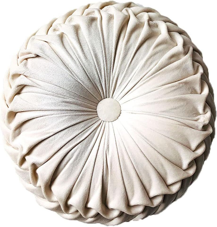 Coonoor Kissenbezug Rundes Wurfkissen Samt Plissiertes Rundes Dekokissen, f günstig online kaufen