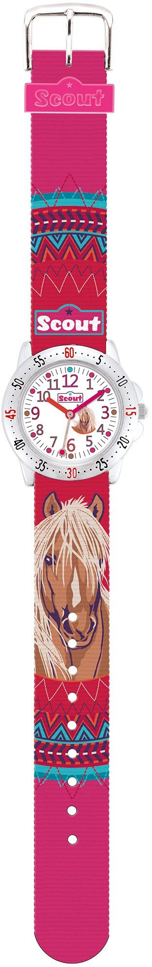 Scout Quarzuhr Achtion Girls, 280378071, Pferdeuhr, Armbanduhr, Kinderuhr, Lernuhr,Geschenkidee, Schulanfang,Mädchen,Pferd