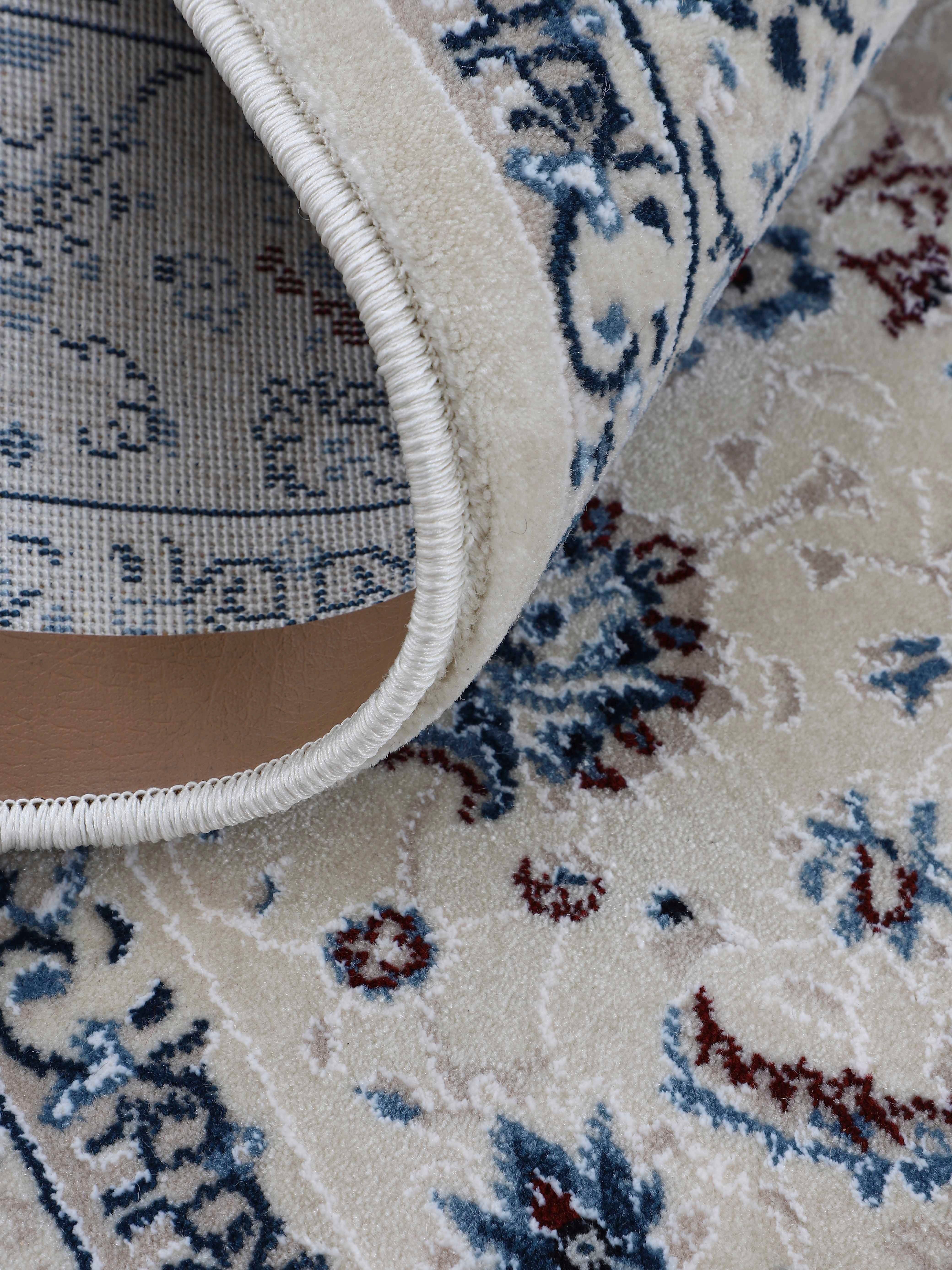 Teppich Nain Orient Diane, Kurzflorteppich, 8 Höhe: mm, carpetfine, creme Look rund