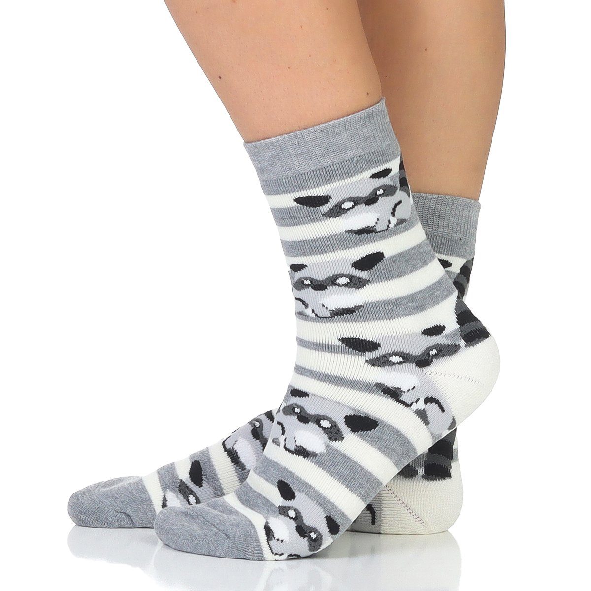 Thermosocken Damen Wintersocken Waschbär gestreift warme Socken & Strümpfe