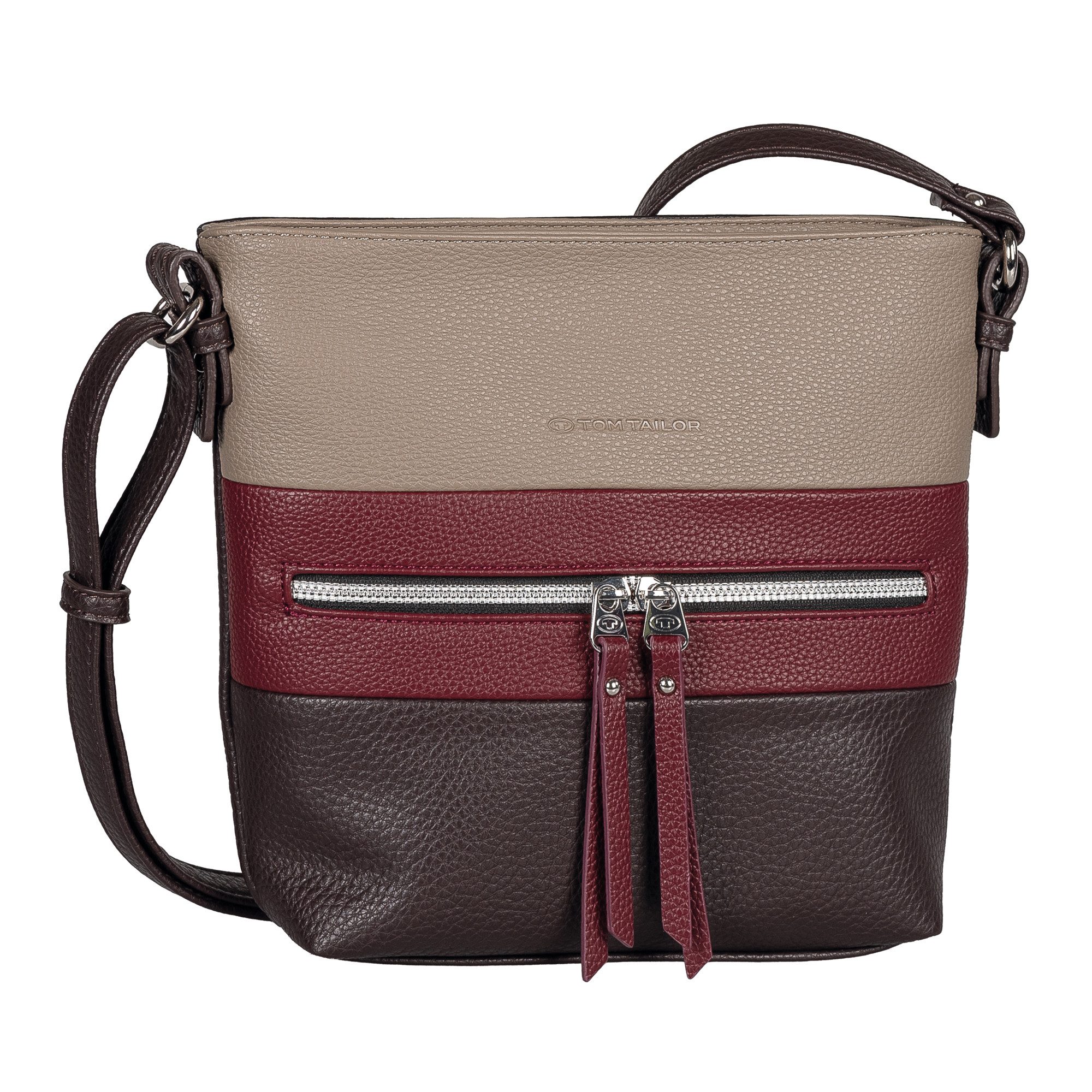 TOM TAILOR Umhängetasche Ellen, Damen Schultertasche, mit hochglänzendem Reißverschluss-Eyecatcher