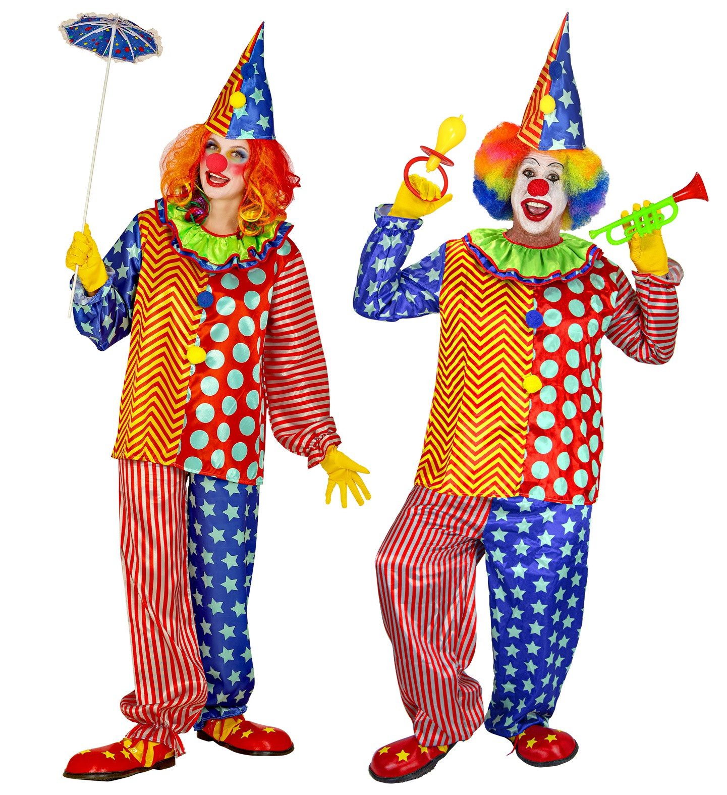 Widmann S.r.l. Clown-Kostüm Clown Kostüm 'Mika' für Erwachsene, Mehrfarbig