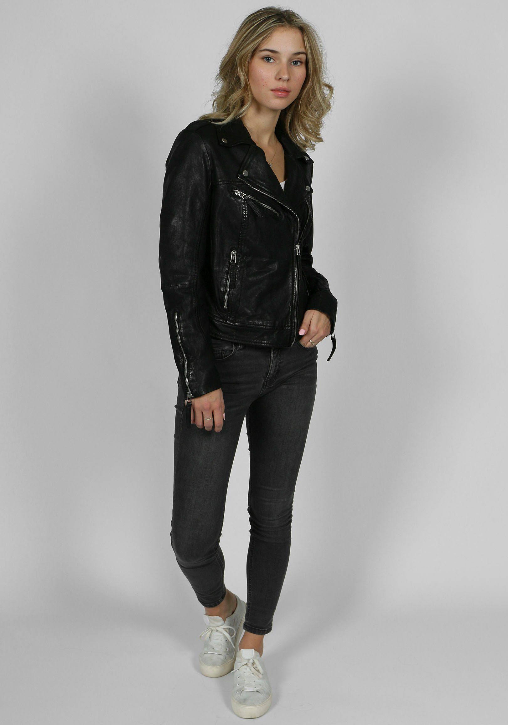 Freaky Nation Lederjacke New Idol-FN trendigen im Biker-Style black