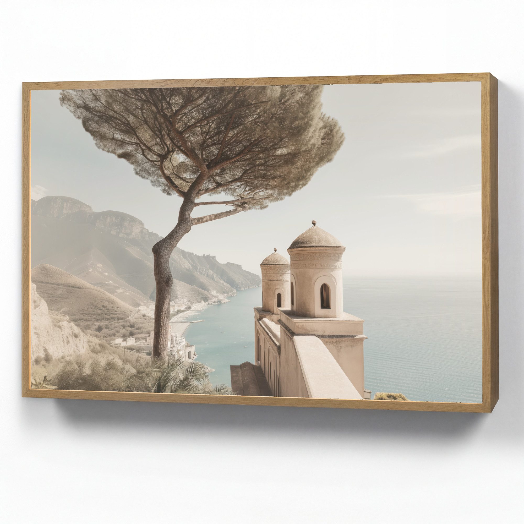 OnlyWow Wandleuchte Lightbox Küste - Klippe - Baum - Gebäude, Dimmbar, Farbwechsel, LED, Warmweiß, Kaltweiß, Neutralweiß Einstellbar, Wandlampe Innen, Dimmbar, Aufladbarer USB Akku, LED, Modern