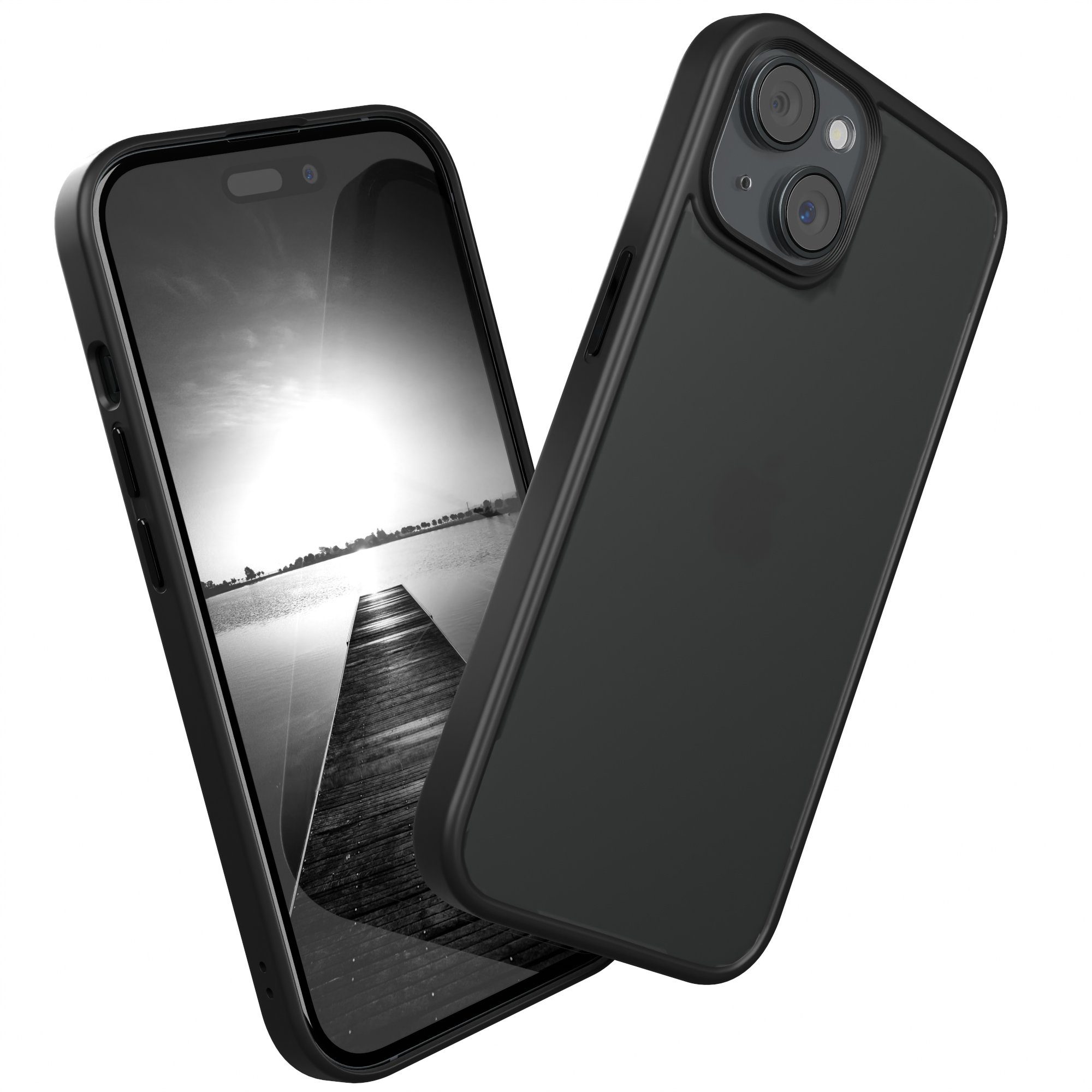 EAZY CASE Handyhülle Outdoor Case für Apple iPhone 15 6,1 Zoll, Hülle Outdoor kratzfest Schutzhülle mit Kameraschutz Robust Schwarz