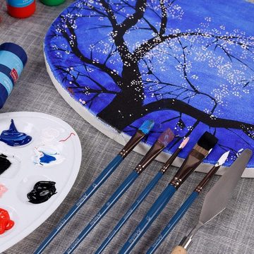 Artecho Pinsel 15 Stk. Nylon Borsten Pinselset inklusive Malmesser & Schwamm, (15 St), für Acrylmalerei, Aquarellmalerei, Ölmalerei, Gouachemalerei