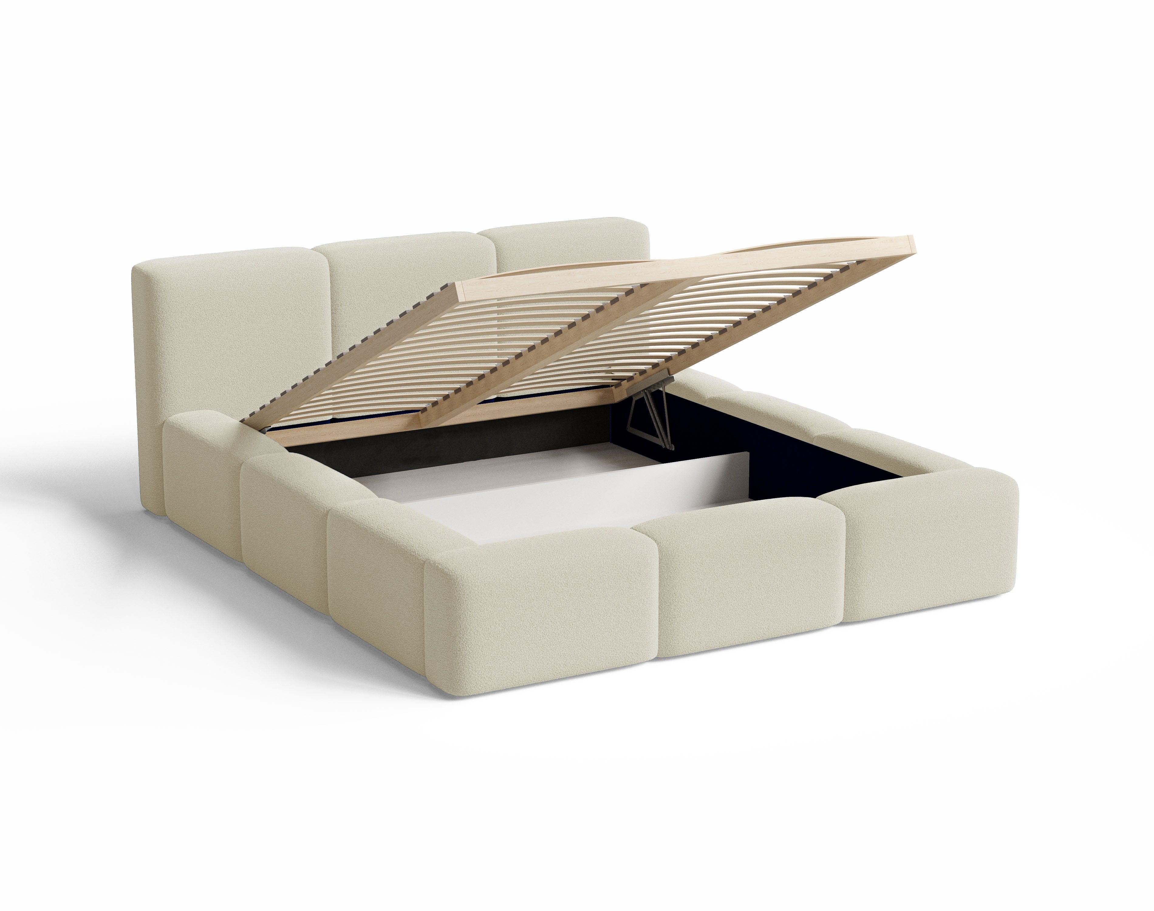 Chilly Möbel Polsterbett Como Beige Bouclé-Stoff günstig online kaufen