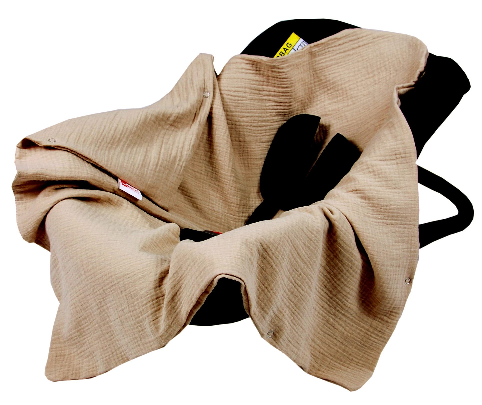 Babyschale Einschlagdecke mit Kapuze 90x90 cm Musselin Baumwolle für Autositz