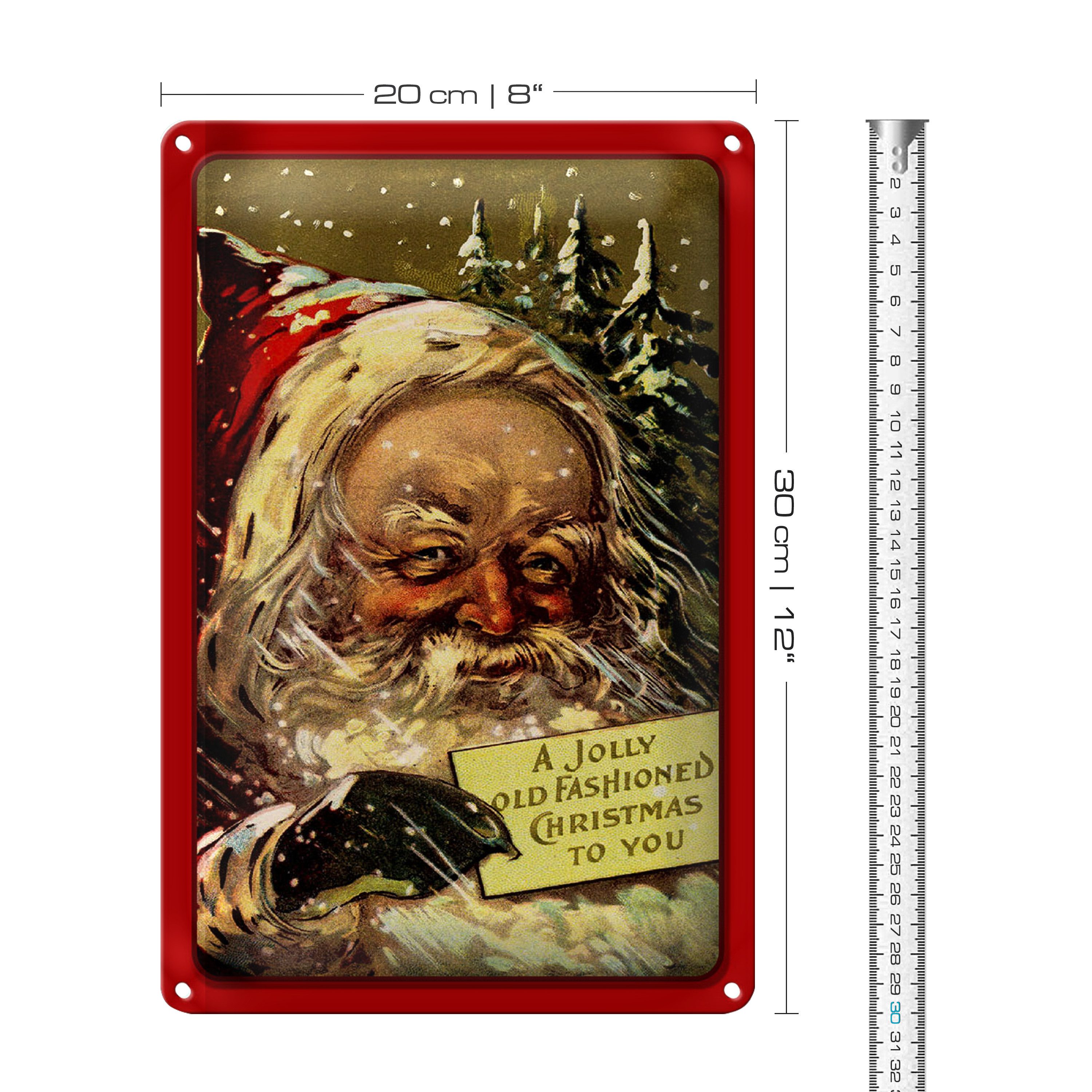 Roomando Metallschild Blechschild Weihnachtsmann Winter Schnee Christmas 20x30cm