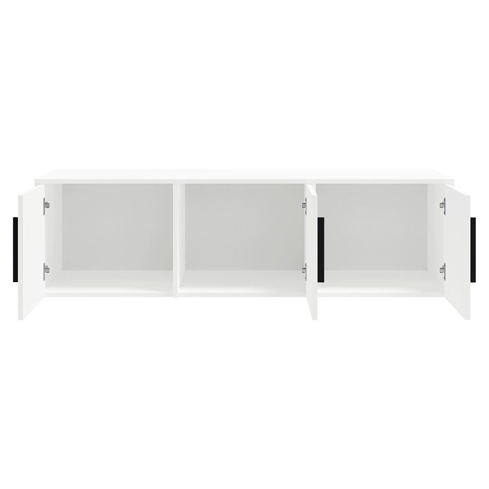 Lomadox Aufsatzschrank MOLLERUSA-132 für Kleiderschrank 150 cm breit, 3-türig, weiß matt