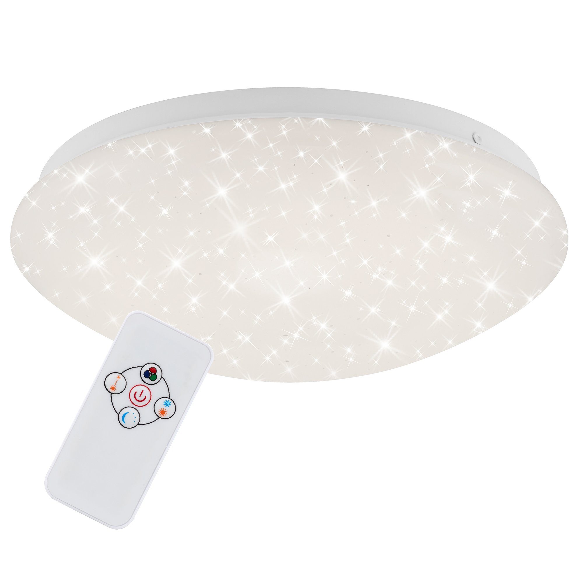 Briloner Leuchten LED Deckenleuchte 3256-016, LED fest verbaut, Warmweiß, Farbwechsler, Kaltweiß, Neutralweiß, Tageslichtweiß, Sternenhimmeleffekt, RGB, dimmbar, Fernbedienung, weiß