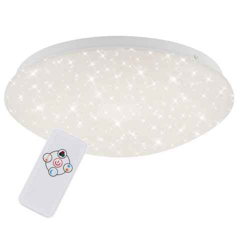 Briloner Leuchten LED Deckenleuchte 3256-016, LED fest verbaut, Warmweiß, Farbwechsler, Kaltweiß, Neutralweiß, Tageslichtweiß, Sternenhimmeleffekt, RGB, dimmbar, Fernbedienung, weiß