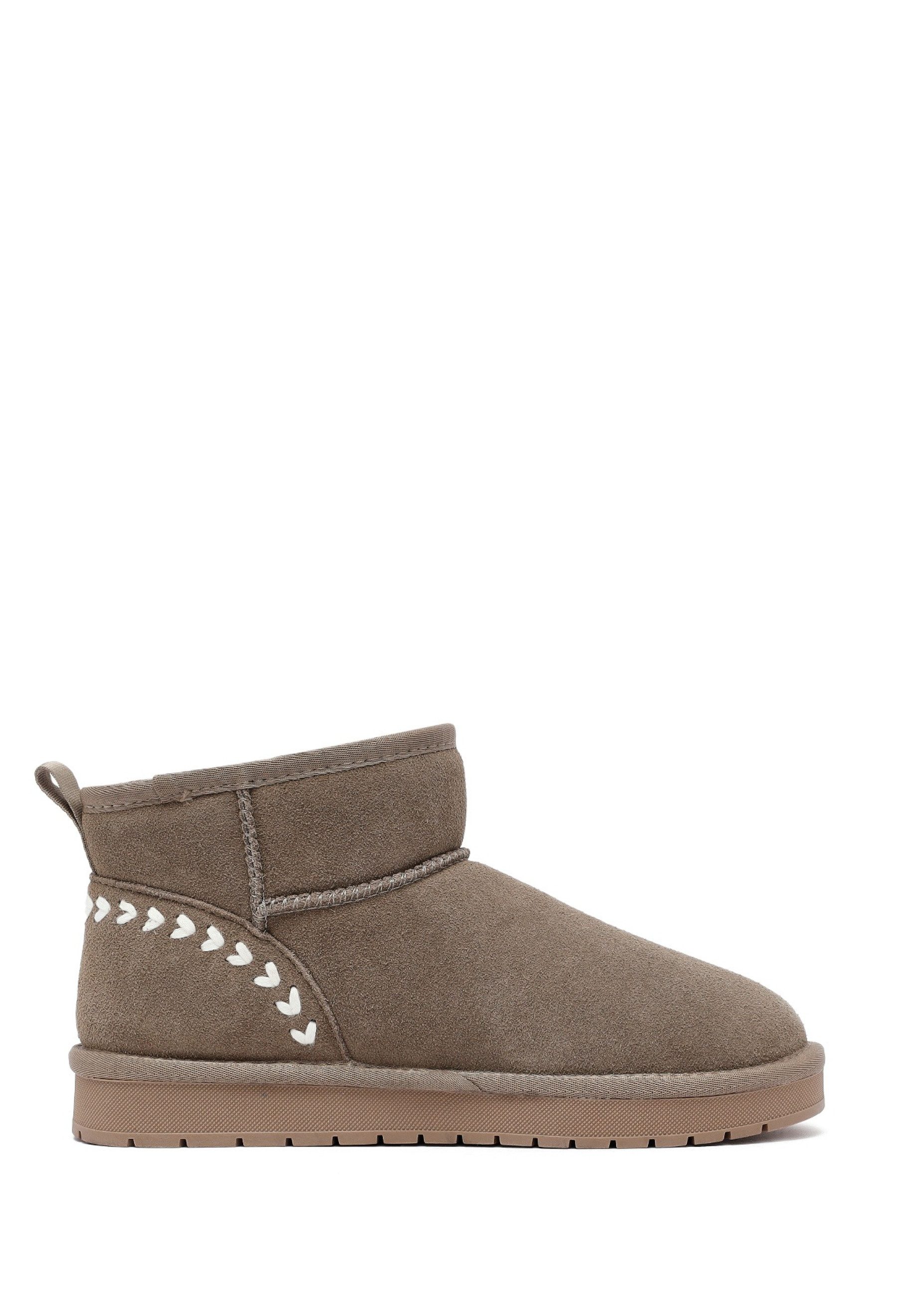 Derimod Teddy-Stiefel aus Veloursleder Ankleboots Kunstfellfutter, TPU Sohle, Absatz 2,5 cm