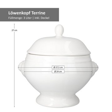 MamboCat Suppenschüssel LEO Löwenkopf-Terrinen Set 7-tlg. mit Deckel 3L + 6x 0,45L, Steingut