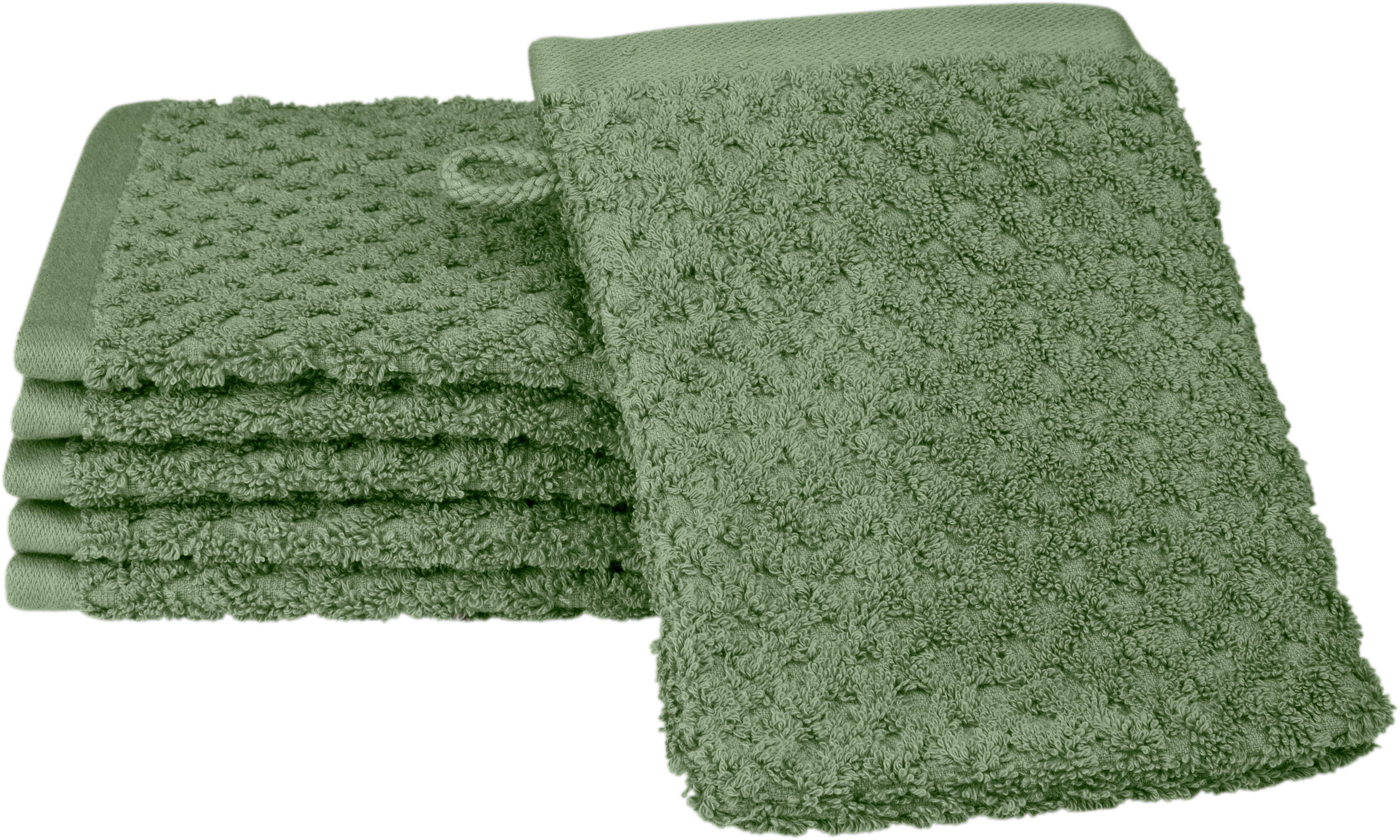 ROSS Waschhandschuh Harmony Baumwolle (6-tlg., piniengrün 6 100 Waschhandschuhe), 