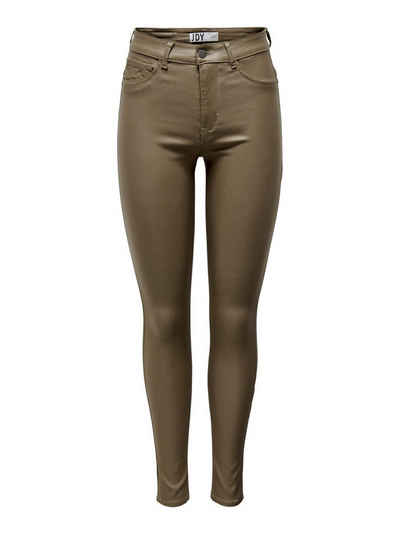 JACQUELINE de YONG Lederimitathose Skinny Jeans Leder Optik High Waist Stretch Coated Denim Pants (1-tlg) 3358 in Braun