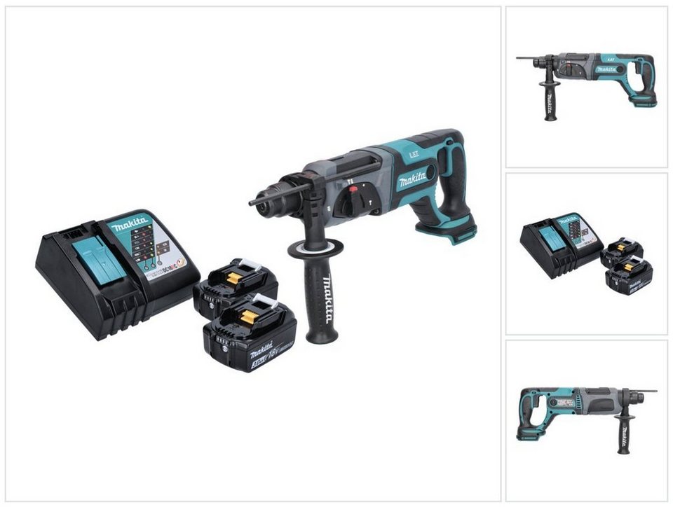 Makita Schlagbohrmaschine DHR 241 RF Akku Bohrhammer 18 V 2,0 J SDS plus +  2x Akku 3,0 Ah + Lad