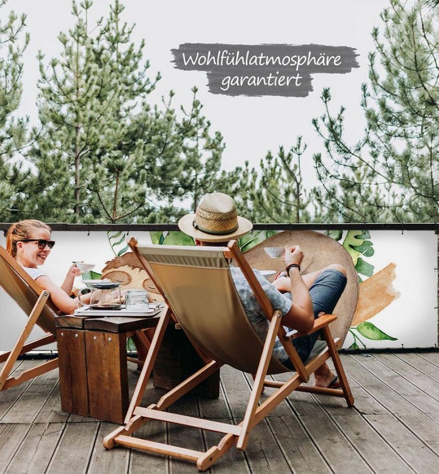 Thumbnail - MyMaxxi Sichtschutzelement Balkonbanner Faultier Mentalität Balkon Sichtschutz Garten