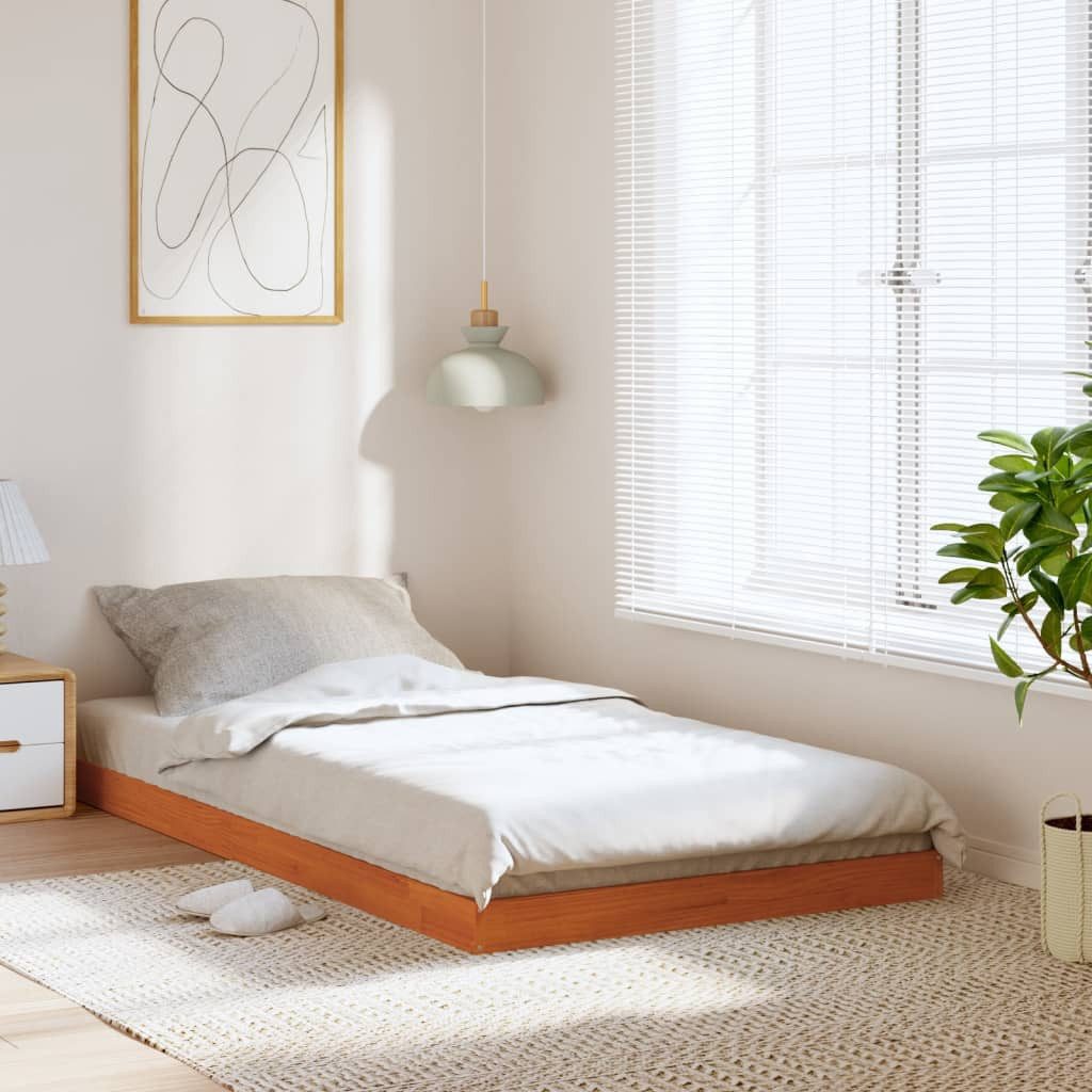 vidaXL Bett, Massivholzbett Wachsbraun 90x200 cm Kiefer günstig online kaufen
