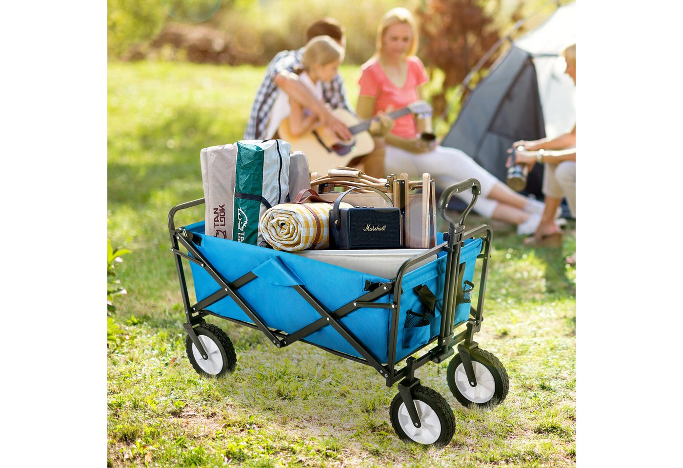 Thumbnail - OKWISH Bollerwagen Boller Wagen Handwagen Transportwagen Zusammenklappbarer faltbar (tragbar Strandwagen Gartenwagen Fal...