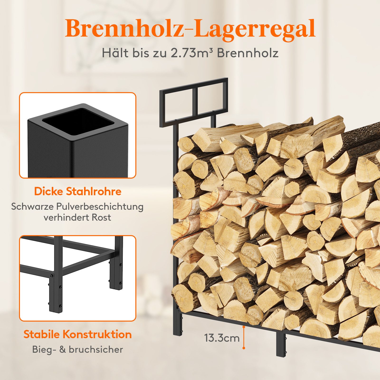 Lifewit Kaminholzregal Kaminholzregal Metall, Stapelhilfe Holzunterstand Holzlager – Bild 4 von 5